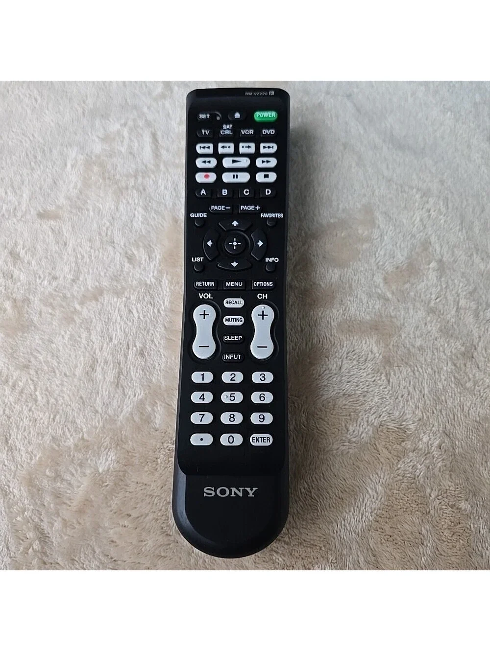 Sony Remote Control Commander RM-VZ220  4-Device Universal Remote NO BACKPLATE